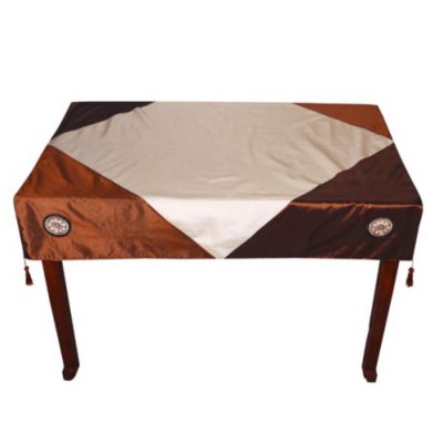 Brown and White Embroidered Sunflower Tablecloth