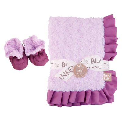 Trend Lab Receiving Blanket and Bootie Set - Lilac Rosette