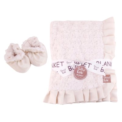 Trend Lab Receiving Blanket and Bootie Set - Cream Rosette