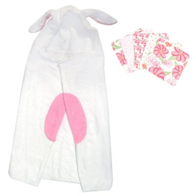Trend Lab Hooded Towel and Wash Cloth Set - Bunny - 6 pc.