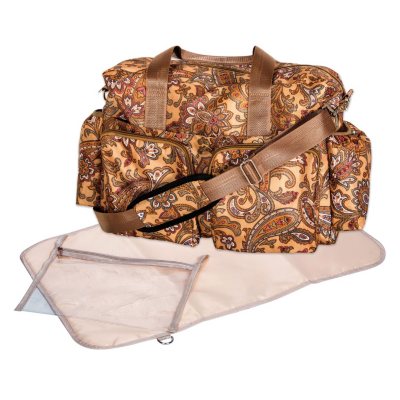 Trend Lab Deluxe Duffle Diaper Bag, Paisley Brown