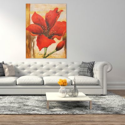 Canvas Oil Painting - Hand-Painted Red Flower