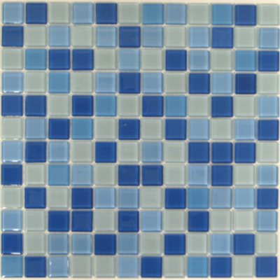 Blue & White Mosaic Glass Tile - 6 - 12" x 12" Sheets