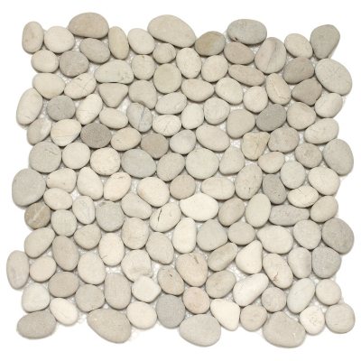 Large White Mosaic Pebble Tile - 6 - 12" x 12" Sheets