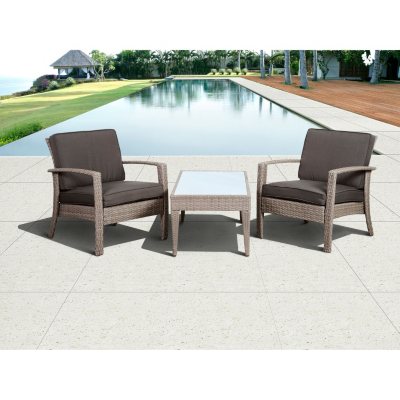 Cavalier Gray Synthetic Wicker Balcony Set with Gray Cushions Cushions (3 pcs.)