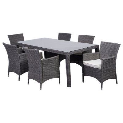 Rectangular Gray Synthetic Wicker Patio Dining Set with gray CushionsInternational Home Miami (7 pcs.)