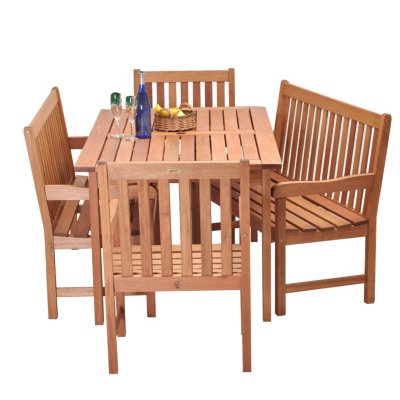 Madrid Eucalyptus Patio Bench 5-Pc. Dining Set