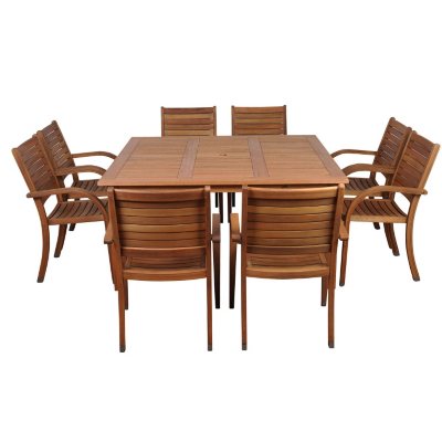 Andalusia Eucalyptus Square Patio Dining Set (9 pcs.)