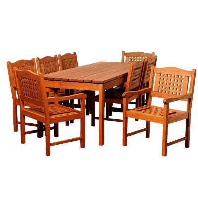 Cordoba Eucalyptus Rectangular Patio Dining Set (9 pcs.)