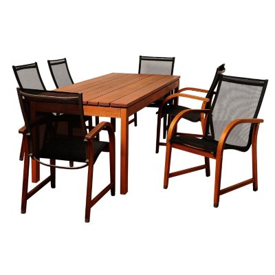 Burgos Eucalyptus Rectangular Patio Dining Set (7 pcs.)