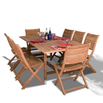 Varese Teak Extendable Rectangular Patio Dining Set (9 pcs.)