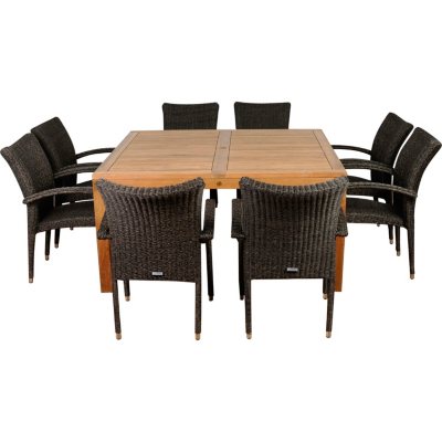 Osasuna  Teak/Wicker Square Patio Dining Set (9 pcs.)