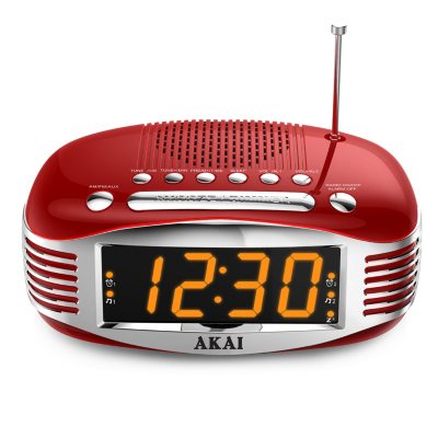 UPC 846933000065 product image for Akai Retro AM/FM PLL Alarm Clock Radio, Red | upcitemdb.com
