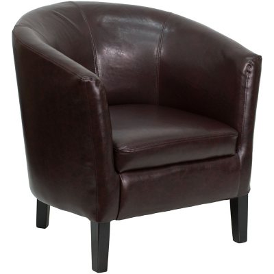 Flash Furniture Leather Barrel Shaped Guest Chair Brown