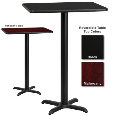 Bar Height Hospitality Table - X-Base - Black/Mahogany - 24" x 30" - 12 pk.
