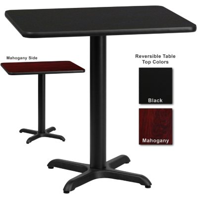 Hospitality Table - Rectangular - Black/Mahogany - 24" x 30" - 1 pk.