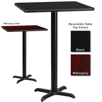 Bar Height Hospitality Table - X-Base - Black/Mahogany - 30" x 30" - 1 pk.
