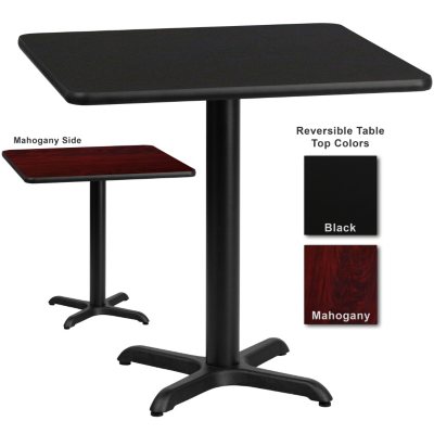 Hospitality Table - Square - Black/Mahogany - 30" x 30" - 1 pk.