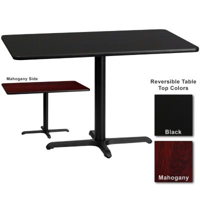 Hospitality Table - Rectangular - Black/Mahogany - 30" x 48" - 1 pk.