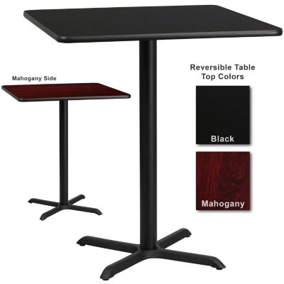Bar Height Hospitality Table - X-Base - Black/Mahogany - 36" x 36" - 12 pk.