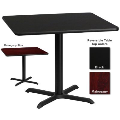 Hospitality Table - Square - Black/Mahogany - 36" x 36" - 12 pk.