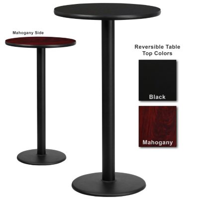 Bar Height Hospitality Table - Round Base - Black/Mahogany - 24" x 24" - 12 pk.