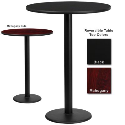 Bar Height Hospitality Table - Round Base - Black/Mahogany - 30" x 30" - 6 pk.