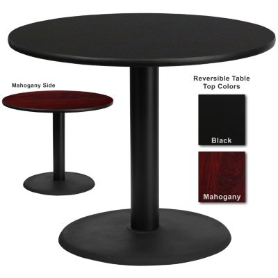 Hospitality Table - Round - Black/Mahogany - 36" x 36" - 1 pk.
