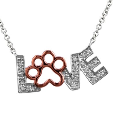 0.08 ct. t w. ASPCA Paw Love Round Diamond Pendant in Sterling Silver and 14k Pink Gold (I, I1)