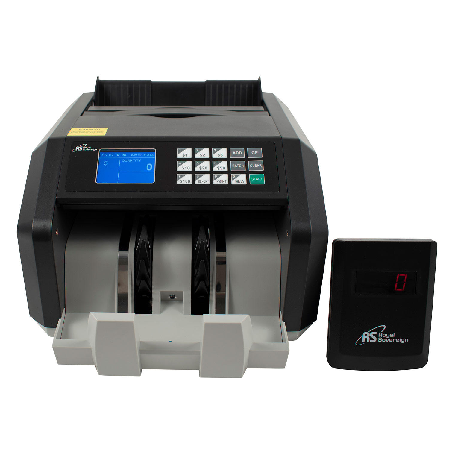 Royal Sovereign Back Load Bill Counter with 3Phase Counterfeit Detection and External Display – 1,400 Bills Per Minute