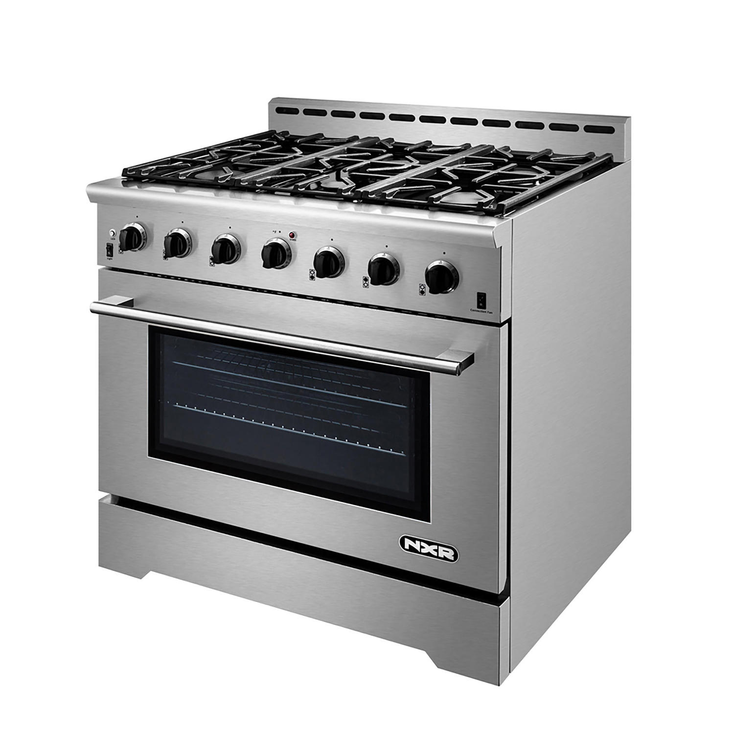 NXR Stainless Steel 36&quot; Professional Style Liquid Propane Range with Convection Oven with LED Light