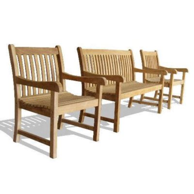 Piemonte Teak 2-Person Settee & Two Armchairs