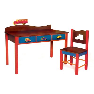 Boys Like Trucks Computer Desk and Chair - Chocolate
