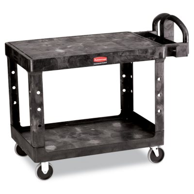 Rubbermaid Flat Shelf Utility Cart, Medium - Black