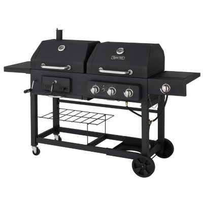 Dyna-Glo 48,000 BTU 3 Burner Dual Fuel (LP Gas/Charcoal) Grill with Side Burner 