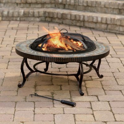 Pleasant Hearth Elizabeth Natural Slate Fire Pit with Copper Accents - 34