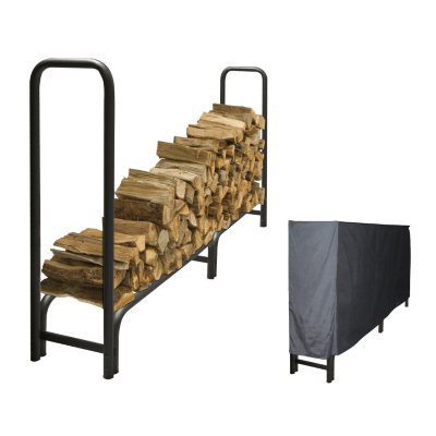 Pleasant Hearth Heavy Duty Log Rack with Full Cover - 8'