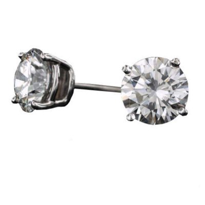 3.10 ct. t.w. Round Diamond Stud Earrings in 18k White Gold (G, VS2-SI1)