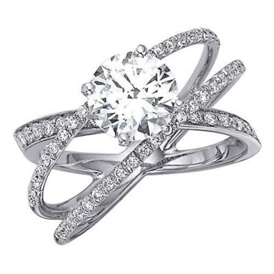 1.00 ct. t.w. Criss-Cross Round Diamond Engagement Ring in 14k White Gold (H-I, I1)