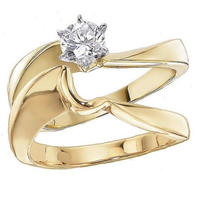 .50 ct. Curved Solitaire Diamond Wedding Set in 14K Yellow Gold (H-I, I1)
