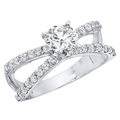 1.30 CT.T.W. Split Shank Diamond Engagement Ring in 14K White Gold (H-I, I1)