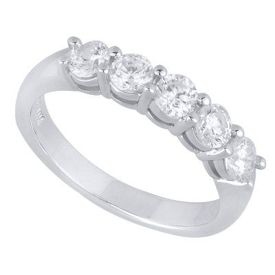 0.50 CT.T.W. 5-Stone Shared Prong-Set Diamond Anniversary Band in 14K White Gold (H-I, I1)