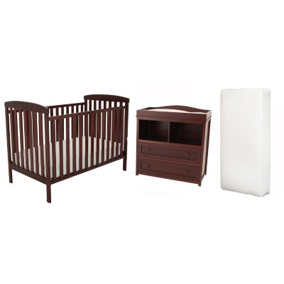 AFG Langley Crib, Changer Set and Deluxe Mattress - Espresso
