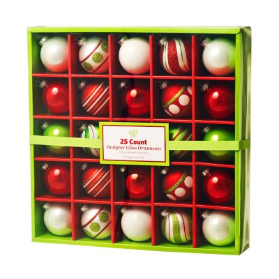 25 ct. Glass Ornaments - Red & Green