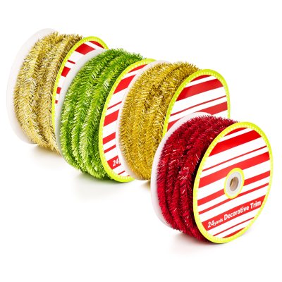 Holiday Tinsel Ribbon - Various Colors