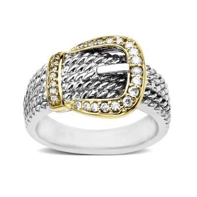 0.25 ct. t.w. Diamond Buckle Ring in Sterling Silver & 14k Yellow Gold (H-I, I1)
