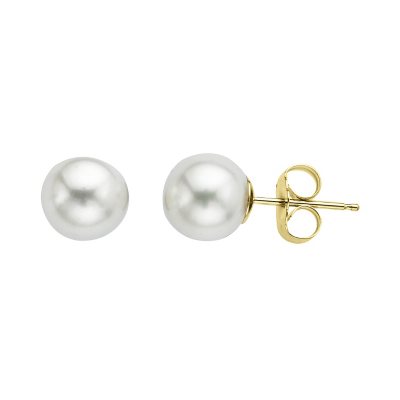 7mm Cultured Freshwater Round Pearl Studs in 14K Yellow Gold