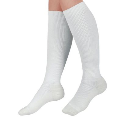 Curad Cushioned Compression Socks, 15-20 mmHg, White, Large