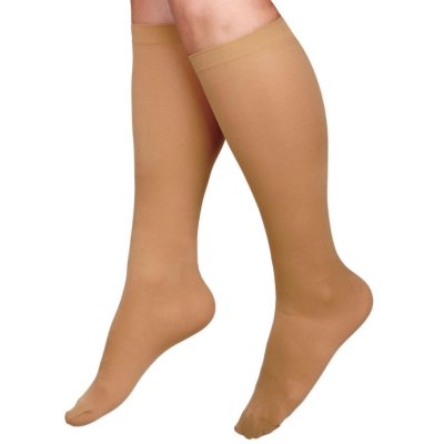 Curad Knee-High Compression Hosiery, 8-15 mmHg, Beige, Medium