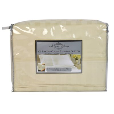600TC Hotel Luxury Collection Striped Ivory Sheet Set - King